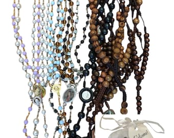 10/20/50/100 x Mixed vintage Lot Rosary Necklace with gift bags for Baptism, Mystery Grab Bag, Memorial Religious Favor, First Communion