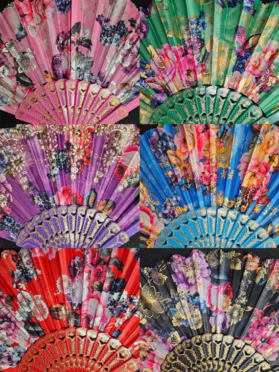 Set of 6/12/50/75/100 summer flower floral Folding Fan w/ Gift Bag for Wedding gift guest /Religious party favor/bulk wholesale fans