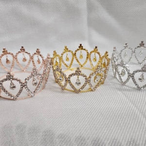 Mini Rhinestone gold Crown for Baby / Animal / Wedding Cake / Photography Prop / Full Crown Tiara / Wedding Decor / Table Setting 1.5"x 3"