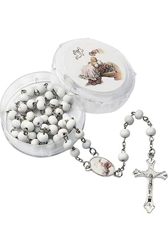 Set of 12 x Baptism Metal Keychain/Rosary FIRST COMMUNION Baby Guardian Angel- Recuerdos De Bautizo Christening/Gift idea for Guest/Boy Girl