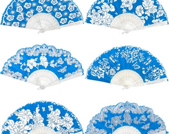 12pcs Recuerdo para Quinceañera Hand Fans Favors blue pink Folding Fan w/ Gift Bag for Wedding Party Decor /  Wedding Favor/ wedding gift