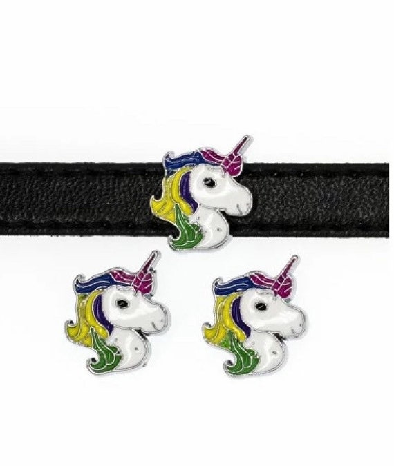 Set of 10pc Unicorn Slide Charm Fits 8mm Wristband for Jewelry / Shoe / Crafting / Cute Trendy Charms