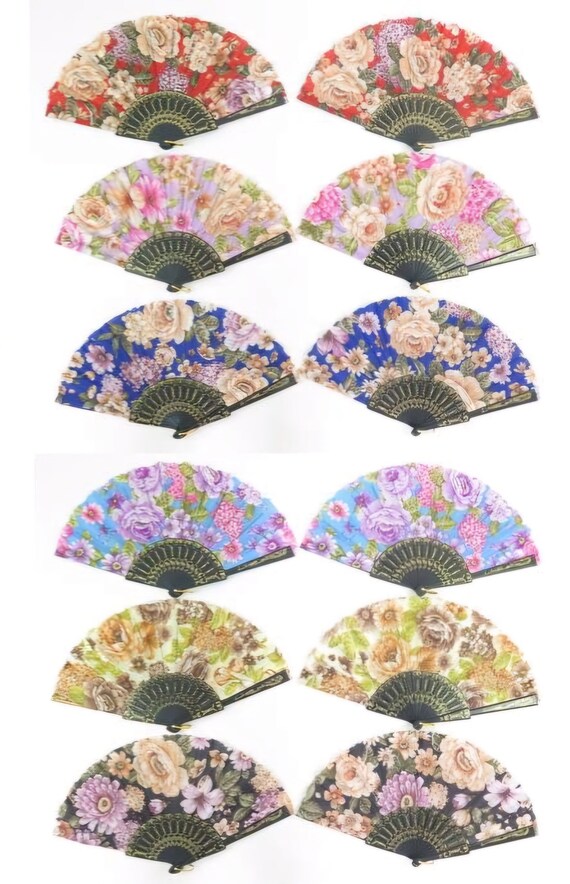 Set of 6/12/50/75/100 summer flower floral Folding Fan w/ Gift Bag for Wedding gift guest /Religious party favor/bulk wholesale fans