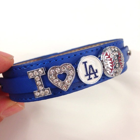 I love los angeles dodgers rhinestone baseball bracelet /dodgers fans