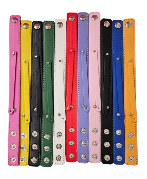 EXTRA LONG 9 inches Faux Leather Wrist Slide Snap Bracelet / Bangle Style / DIY Fits 8mm Letters and Charms / Wholesale Bulk Bracelets