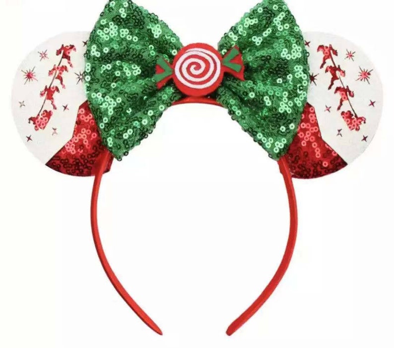 Christmas Mickey Ears Peppermint candy ear headband | Etsy