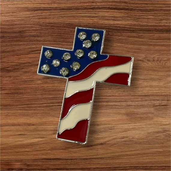 American flag army cross pins scarf 4TH July GO USA Olympic Use for Bouquet / Bridal Sash / Embellishment / DIY Favor