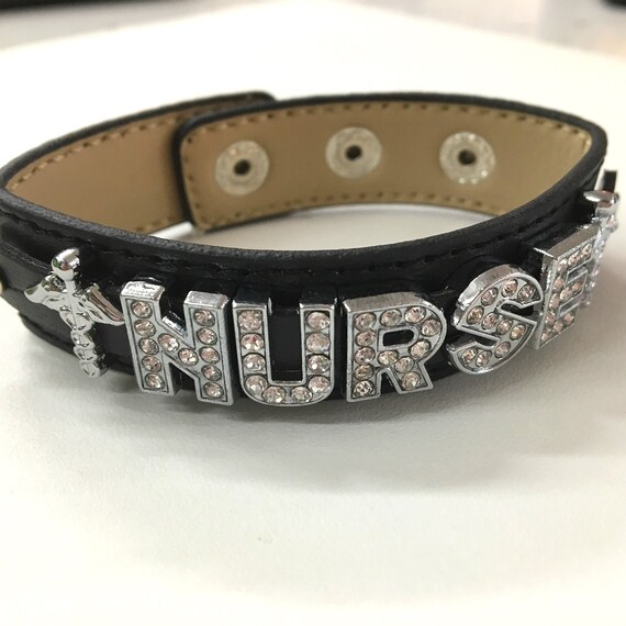 Rhinestone Nurse Bracelet or Choose Your Own Words w/ Medical Charm / Name Bracelet / Gift for Her / Birthday Gift Idea Christmas Birthday