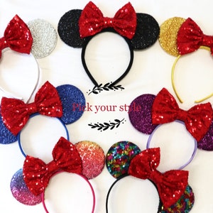 Red Minnie Mouse Ears, Red Disney Ears, Red Minnie Ears Headband, Red Wedding Minnie Ears, Red Mickey Ears, Valentine&#39;s Day Red Minnie Ears