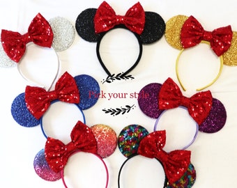 Red Minnie Mouse Ears, Red Disney Ears, Red Minnie Ears Headband, Red Wedding Minnie Ears, Red Mickey Ears, Valentine's Day Red Minnie Ears