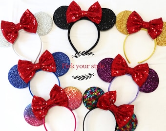 Orejas rojas de Minnie Mouse, orejas rojas de Disney, diadema roja de orejas de Minnie, orejas rojas de Minnie de boda, orejas rojas de Mickey, orejas rojas de Minnie del día de San Valentín