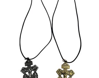 3 way pardon indulgence crucifix w/ st benedict and miraculous Enamel Saint Benedict necklace 16.5”