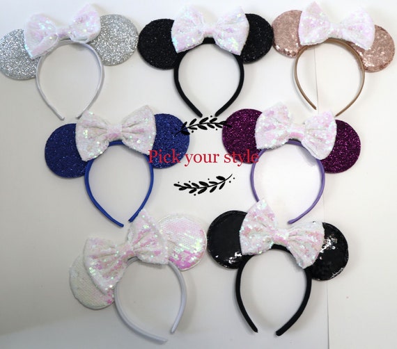 White Minnie Mouse Ears, White Disney Ears, White Minnie Ears Headband, White Wedding Minnie Ears, Mickey Ears, Valentine's Day Minnie Ears