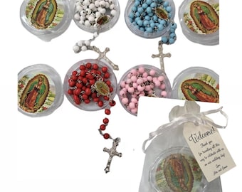 Set of 6-30-50-100 PCS Our Lady of Guadalupe Rosaries Celebration of Life with tag/ Recuerdos para Funeral/ sympathy gift/  condolence