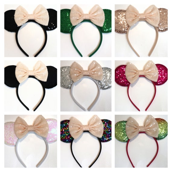 Ivory Cream Mickey Mouse Ears / Ivory Minnie Ears / Wedding Ears / Ivory Headband / Princess Ears / Mickey Ears / Disney Ears
