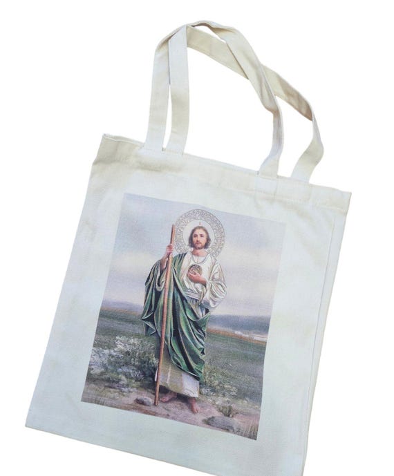 Saint jude Canva Tote Bag  Jude the Apostle, church bags, shopping bag, Prayer Bag, Catholic Bags, Gifts for Mom, Christmas gift