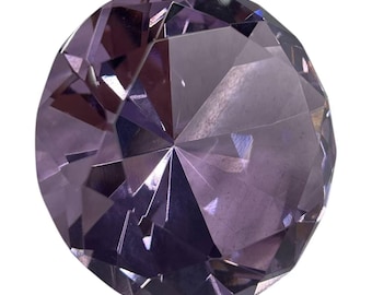 Big 3" (80mm) Crystal purple Paperweight Diamond Cut / Diamond Jewel / Supplies for Centerpiece / Wedding Deco / Home Decoration