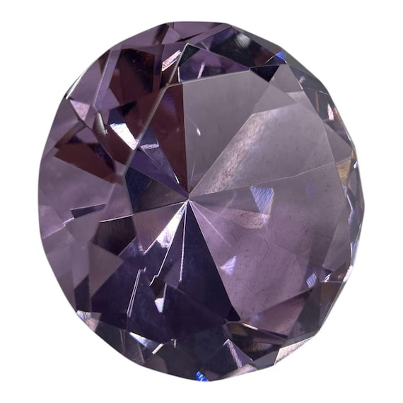 Big 3" (80mm) Crystal purple Paperweight Diamond Cut / Diamond Jewel / Supplies for Centerpiece / Wedding Deco / Home Decoration