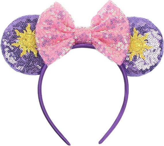 Disney Rapunzel-Inspired Purple and Gold Minnie Ears Headband Rapunzel Inspired Minnie Mouse Ears With Crown, Sequins Mini  main image 2