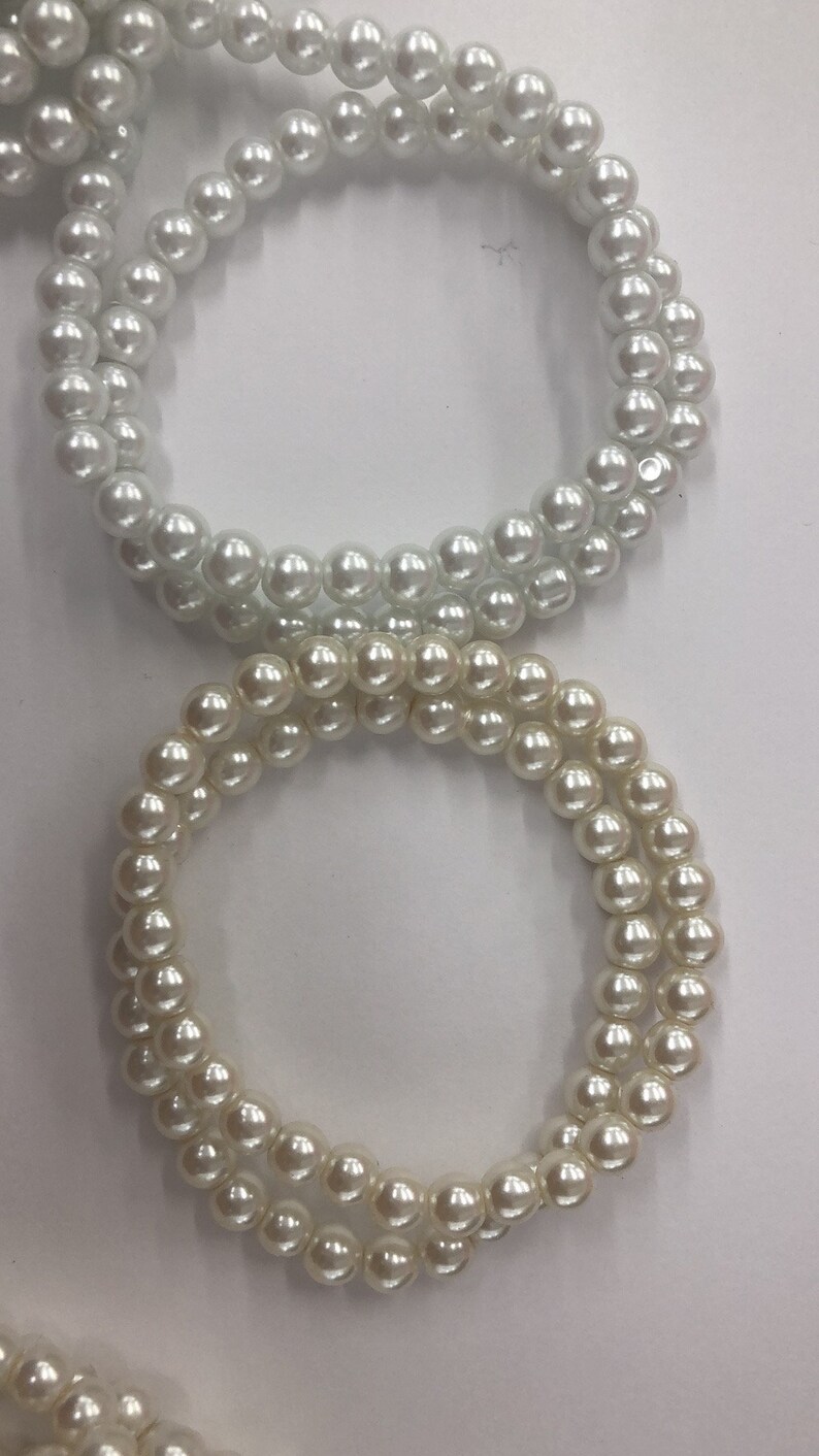 Set of 5pc Stretch Vintage Inspired Ivory Faux Pearl Bracelets Etsy