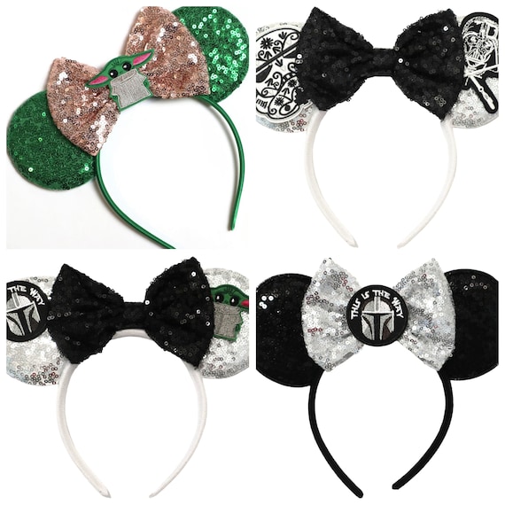 S Wars alien Mickey Ears / baby alien green Ears / Mickey Mouse Ears /  Lightsabers Ears / Characters headband, Galaxy Wars Mouse Ears