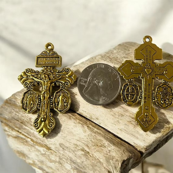 3 way pardon indulgence crucifix w/ st benedict and miraculous Enamel Saint Benedict Cross Charms Pendant for Diy Necklace 2 ich