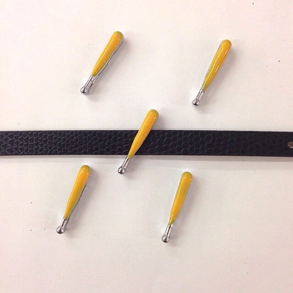 Set of 10pc Baseball/Softball Bat Slide Charm Fits 8mm Wristband for Jewelry / Crafting