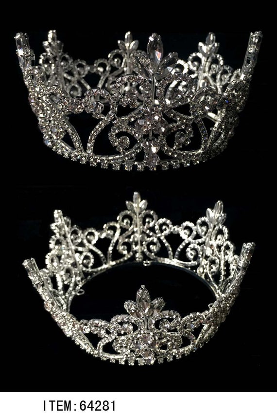 Rhinestone  Crown for Bride / Prom Queen / Wedding Cake / Photography Prop / Full Crown Tiara / Wedding Decor / Table Setting 2.5" x 5"