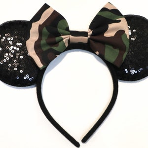 Military US Army Navy Marine Style Minnie Ears, Camouflage Mickey Disney Ears, Camo Minnie Ears, Air Force Disney Ears