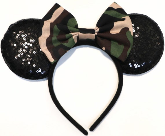 Military US Army Navy Marine Style Minnie Ears, Camouflage Mickey Disney Ears, Camo Minnie Ears, Air Force Disney Ears