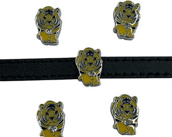 Set of 10pc tiger animal kingdom charms Animal Paws Slide Charm Fits 8mm Wristband for Jewelry / Crafting