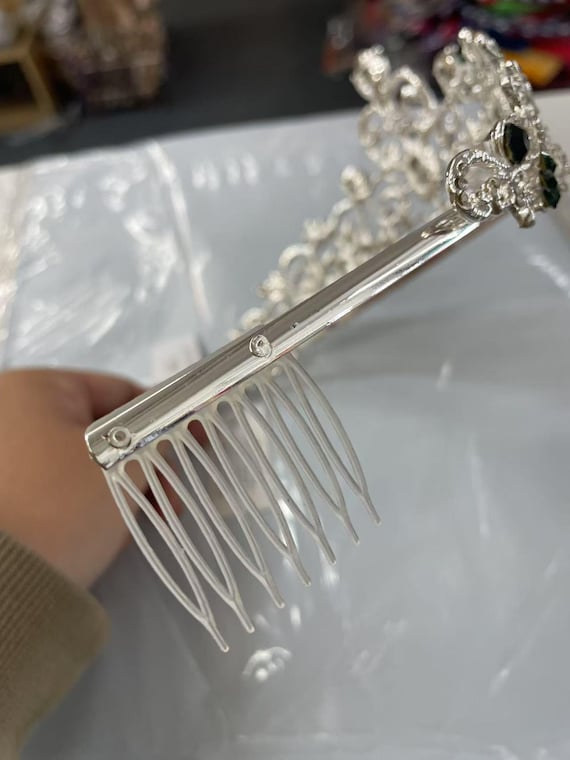 Tiara Corona Principessa Con Cristalli E Strass, Argento, Per Donne E Ragazze, Dimensioni 13.5x3.9 Cm, Per Matrimoni, Feste, Balli