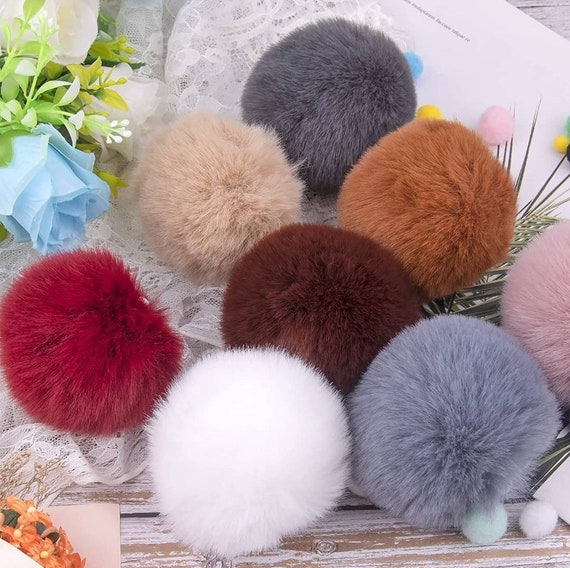 Set of 12 mixed color 3.5 inches Pom Pom Fur Keychain Baby Shower Favor / Game Prize / Party Favor / Guest Gift