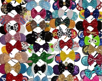 CLEARANCE! Set 3, 6, 12, 24 x Mickey Minnie Ears with 5 inches bow /mystery bags / Bundle Minnie ears / trip/bulk lot blind box headband
