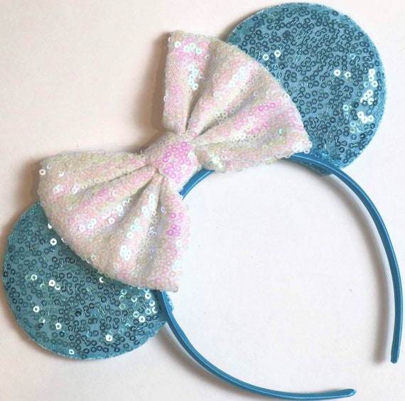 Elsa Inspired Frozen Minnie Mouse Ears Headband / Frozen Ears / Elsa Ears / Elsa Minnie Ears / Snowflake Ears / Elsa Mouse Ears / Disney Ear