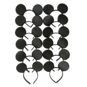Set of 6 /12/24 Wholesale bulk Mickey Mouse Ears Black plain Black White rose gold Sequin Headband Birthday Party /Mickey ears with no Bow/ image 2