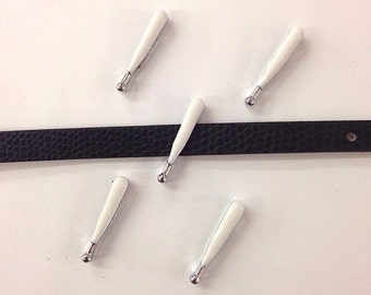 Set of 10pc Baseball Bat Slide Charm Fits 8mm Wristband for Jewelry / Crafting