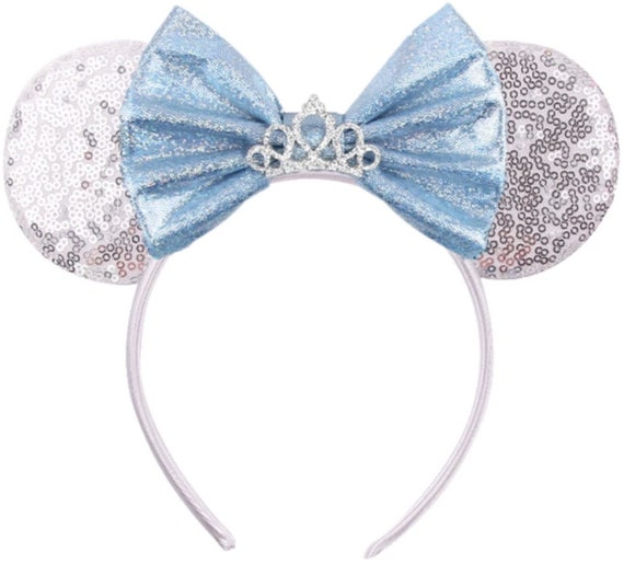 Cinderella Inspired Minnie Mouse Ears Headband, Blue Mickey Mouse Ears, Princess Ears, Cinderella Minnie Ears, Cinderella Mickey Mouse Ears