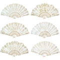 Set of 6/12/50/75/100 White Summer Glitter Folding Fan w/ Gift Bag and tag for Wedding gift guest /quince party favor/bulk wholesale fans