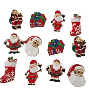 NEW Set of 12 Vintage Inspired Rhinestone Christmas Brooch Lot Holiday ...