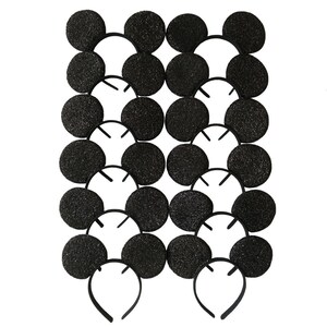 Set of 6 /12/24 Wholesale bulk Mickey Mouse Ears Black plain Black White rose gold Sequin Headband Birthday Party /Mickey ears with no Bow/ image 10