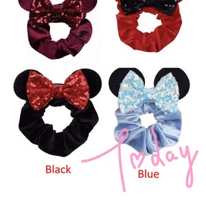CLEARANCE Mickey Mouse Scrunchie, Minnie Mouse Ears, Black Scrunchies, Disney Scrunchies, Hair Tie, Cute Hair Accessories, Messy Bun image 6