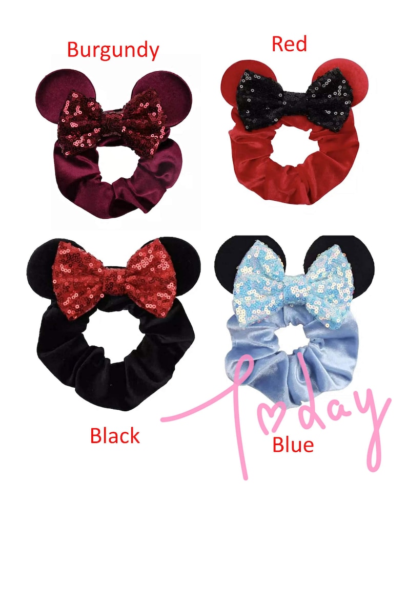 CLEARANCE Mickey Mouse Scrunchie, Minnie Mouse Ears, Black Scrunchies, Disney Scrunchies, Hair Tie, Cute Hair Accessories, Messy Bun image 6