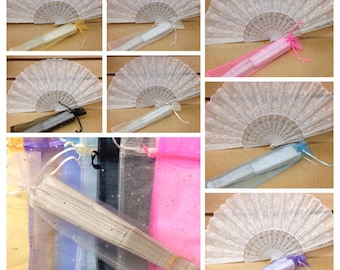 12 x sprankelende organzazakjes voor bruiloftsfeestbedankje / opvouwbare waaierzakjes / bruiloftwaaier / vrijgezellenfeest/moederdagcadeaus / 3" x 10"