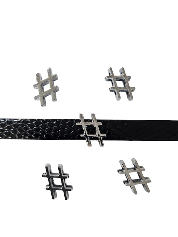 Set of 10pc Plain Silver Hash Tag Number Sign Fits 8mm Wristband for Jewelry / Crafting