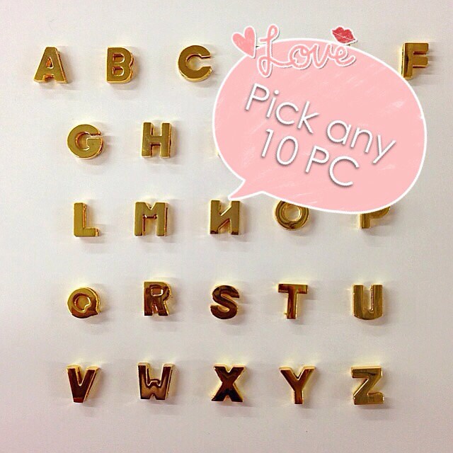Amuletos de letras EMOSTAR Inicial A-Z Alfabeto contas, ouro rosa