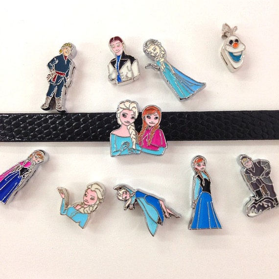 Set of 10pc cartoon Slide Charm Fits 8mm Wristband for Jewelry / Craftingf