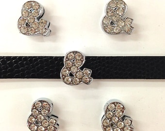 60pc Rhinestone & Symbol Sign Slide Charm Fits 8mm Wristband for Jewelry / Crafting