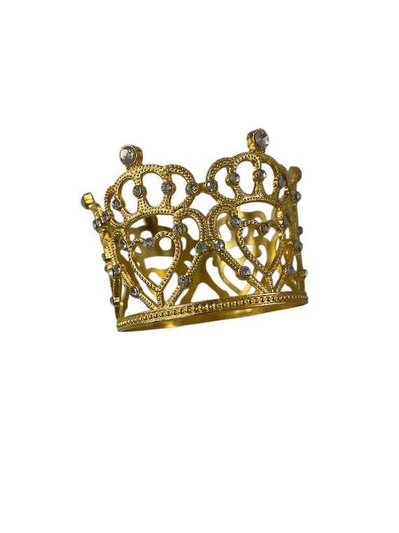 Mini Rhinestone gold Crown for Baby / Animal / Wedding Cake / Photography Prop / Full Crown Tiara / Wedding Decor / Table Setting 2"x 2.6"