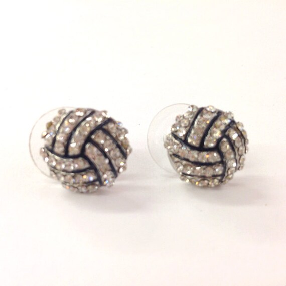 Rhinestone Volleyball Stud Earrings  / Gift for Sports Mom / Sports Team / Gift for Her / Volleyball football baseball basketball soccer mom